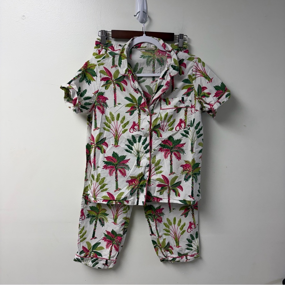 PrintFresh Royal Palms Short Sleeve /Pants Sleep Pajama Set Size XS